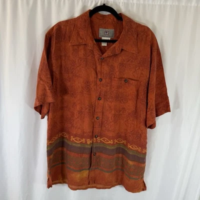 The Territory Ahead 夏威夷衬衫男式 XL 橙色短袖纽扣灯 — 第 1/4 张图片
