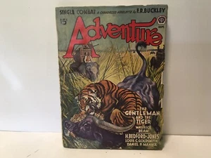 Adventure Pulp September 1941 Tiger Attacks Cover - Picture 1 of 7