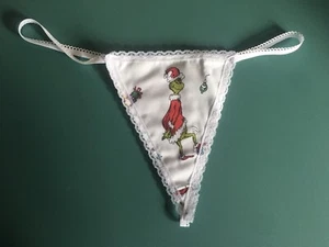 Womens White GRINCH Who Stole Christmas Gstring Thong Sexy Panties Underwear - Picture 1 of 1
