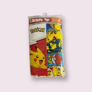 Pokémon Boys Briefs Underwear 5-Pack Size 6 Cartoon Pikachu Cotton NEW - Picture 1 of 7