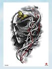 waterproof tattoos gothic skull butterfly large 8.25" temporary tattoo