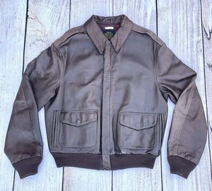 Vintage Avirex Jacket Mens Large 42 Brown Leather Type A-2 Flight Bomber 30-1415 - Picture 1 of 18