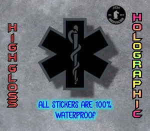 Tactical Blackout Star Of Life EMS Sticker Decal for Water Bottles & Laptops - Picture 1 of 3