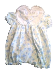 Vintage blau Blumen Rüschen Luftpolster Strampler Größe 24 Monate 2T bestickt Kragen - Bild 1 von 17