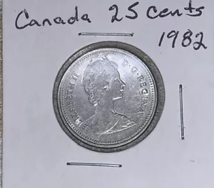 1982 QUARTO CANADESE 25 CENTESIMI DETTAGLIO MEDIO AFFILATO CANADA 25C MONETA STRANIERA - Foto 1 di 2