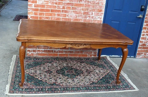 French Antique Oak Wood Louis XV Table | Dining Room Furniture Cover