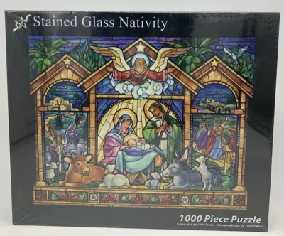 Vermont Christmas Company STAINED GLASS NATIVITY 1000 Piece Puzzle (SEALED) - Image 1 of 3