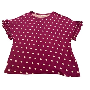 LulaRoe Polka Dot Knit Top Magenta and White Rayon Blend Women's Size Small - Picture 1 of 8