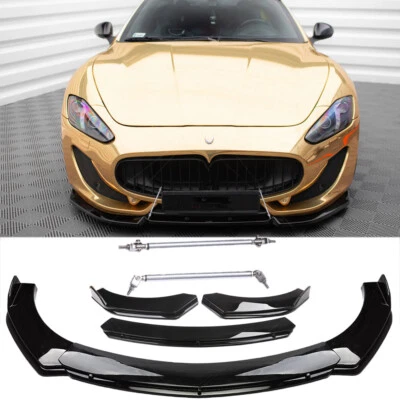 Front Bumper Lip Splitter Spoiler + Strut Rods For Maserati Gran Turismo GT GTS - Image 1 of 4