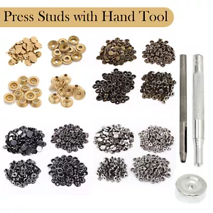 15mm Large Press Studs Snap Fasteners 3 Parts Fixing Hand Tool Clothing Jackets - Picture 1 of 24