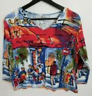 Michael Leu Wearable Art Blouse Shirt Womens M Medium Top Cotton Colorful Design