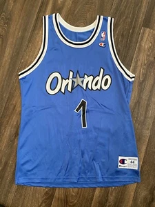 Vintage NBA CHAMPION Jersey Penny Hardaway Orlando Magic Size 44 Blue - Picture 1 of 6