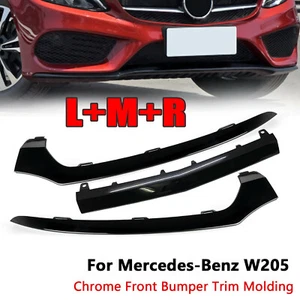 Front Spoiler Lippe Stoßstange Schwarz für 15-18 Mercedes Benz W205 C-Klasse AMG - Bild 1 von 9