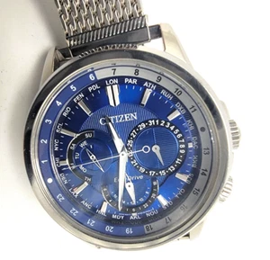 Citizen Men's Watch BU2021-51L Eco Drive Calendrier Blue Dial Silver Steel 44mm - Picture 1 of 5