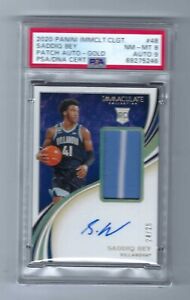 2020 Immaculate Collection #48 Saddiq Bey Pistons RPA RC Patch Auto 24/25 PSA 8