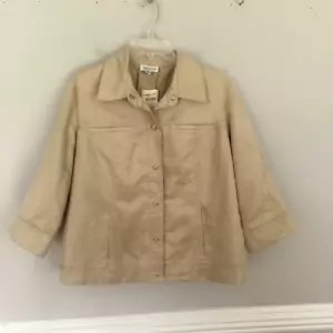 Coldwater Creek Größe 18 W Wildlederimitat Mikrofaser 3/4 Ärmel Druckknopfleiste Jacke neu - Bild 1 von 6