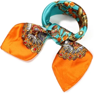 Womens 23.6 Inch Satin Silk Feeling Formal Square Neck Scarf Head Hair Wraps Ker - Picture 1 of 12