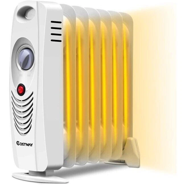 Costway 700 W Portable Mini Electric Oil-Filled Radiator Heater- White (EP22917)