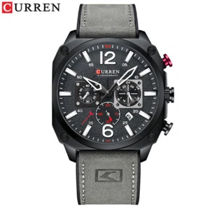 CURREN Men Watch Multifunction Leather Wristwatch Male Quartz Date Sport Watches - Picture 1 of 15