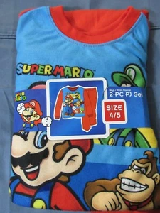 Boys Super Mario 2 pc Flannel Pajama Set Size 4-5 polyester new #73243 - Picture 1 of 4