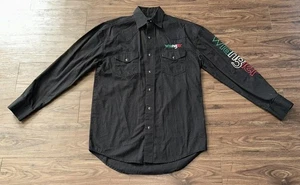 Wrangler Shirt Mens Small Black Western Pearl Snap Button Embroidered Logo Rodeo - Picture 1 of 5