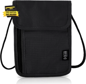 Cartera Cuello Viaje Bloqueo RFID, Soporte Pasaporte Impermeable para Viaje, Portátil - Imagen 1 de 7