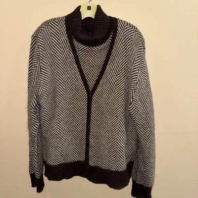 Womens XL Twin Set Sweater & Cardigan, Brown Lambswool Angora Blend Rafaella - Image 1 of 4