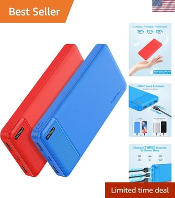 Conjunto de banco de energia USB-C porta tripla 10000mAh - Carregue rápido e seguro em qualquer lugar - Imagem 1 de 4