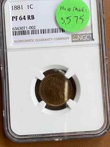 1881 INDIAN HEAD CENT NGC PF64RB PROOF MIRROR - Picture 1 of 6