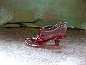 Vintage Fenton Glass Shoe  Happy Anniversary - Picture 1 of 7