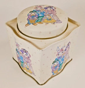 Lata familiar conejo de Pascua vintage años 60-70 4 1/2"" X 4""." Colores pastel. - Imagen 1 de 6