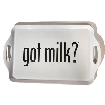 At Home International Got Milk Serving Tray Breakfast Melamine Plastic Vtg White - Image 1 of 4