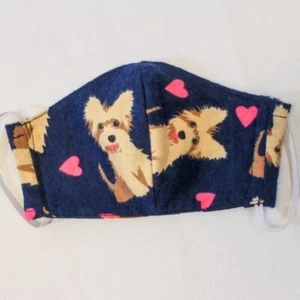 Flanell Yorkies - Jugend zweilagig wiederverwendbar waschbar Baumwolle Gesichtsmaske - Bild 1 von 4