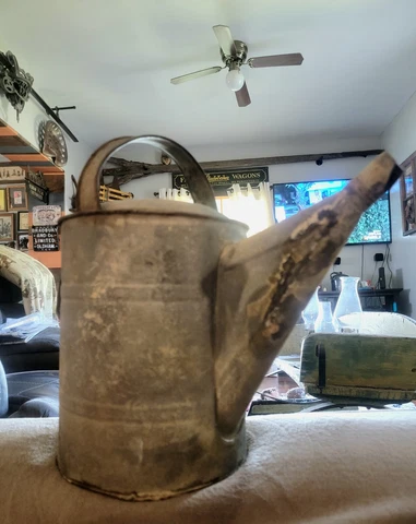Vintage Galvanized No. 8 Watering Can Primitive Decor/Flower Pot/Farmhouse Cover