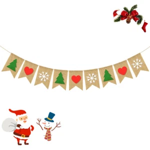 2 Sets Christmas Linen Banner Christmas Garlands Christmas Party Banner - Imagen 1 de 11