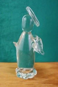 Betender Engel Figur massiv kristallklar Heiligenschein Flügel Glas 6 1/2" Urlaub - Bild 1 von 5
