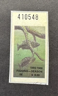 Selos WTD - 1985 NOVA YORK - Estado $9.50 selo da temporada de pesca - Usado - Imagem 1 de 2