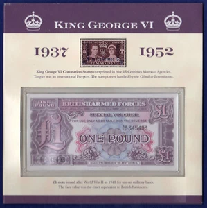 GB George VI 1937-1952 Münzen, Briefmarke & Streitkräfte £1 Notenset (Ref. t6166) - Bild 1 von 6