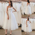 Simple White Ivory Short Wedding Dresses Knee Length Sleeveless Bridal Gowns