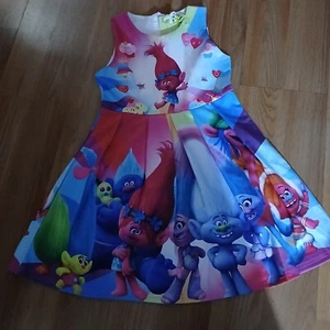 NWT Girls Size 8 Trolls Dress Super Colorful - Picture 1 of 3
