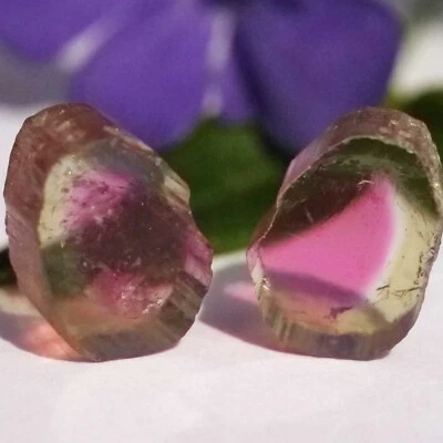 Wassermelonen Turmalin Pärchen 6.45 ct  AAA+ pink-grün unbehandelt Afghanistan - Bild 1 von 4
