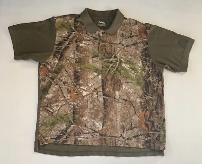 Cabelas Pullover Short Sleeved Polo Shirt Green Camo Mens Sz 2xl XXL - Image 1 of 4