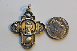 SIGNED "BLL" OXIDIZED 925 "SPORTS CROSS" CHARM/ PENDANT 1 X 1 1/4" 5.9 GRAMS - Picture 1 of 2