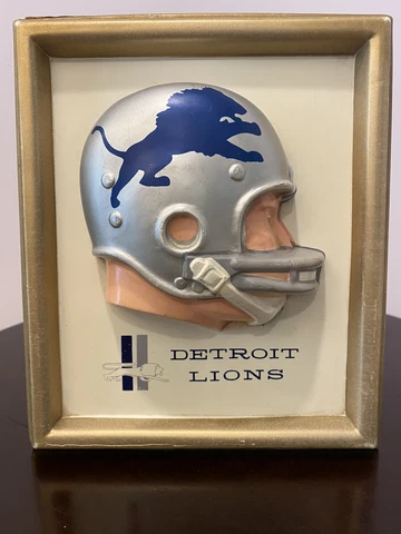 1965 Detroit Lions NFL Technigraph Helmet Plaque Vintage Original Cover