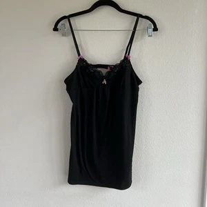 Betsy Johnson Intimates Black Pink Babydoll Cami Tank Women’s S Y2K - Picture 1 of 8