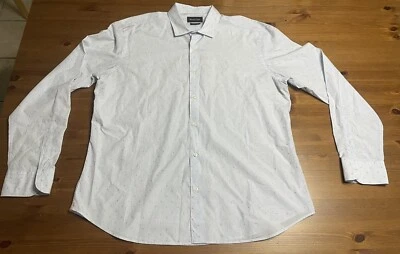 Massimo Dutti - Mens Dress Shirt - Light Blue White Pique Dotted Texture - Large - Image 1 of 4