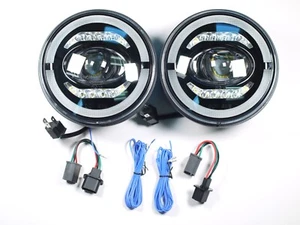 LAND ROVER DEFENDER >2016 / RR CLASSIC LHD 7 INCHES ROUND CLEAR LED HEADLIGHTS - Picture 1 of 17