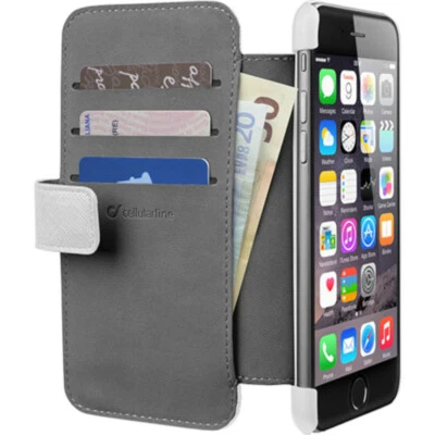 ETUI FOLIO PORTE CARTES CELLULARLINE POUR APPLE IPHONE 6 ET 6S BLANC - Photo 1/2