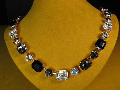 COLLAR MARIANA CRISTALES DE SWAROVSKI ORO ROSA PL CUENTAS TENIS Negro Blanco Gris Foto 1 de 3