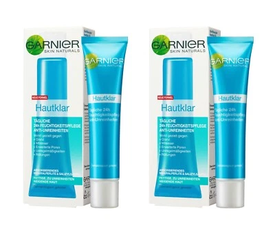 Garnier Skin Clear Moisturiser Anti Blemish Face Cream 2x 40ml - Image 1 of 4